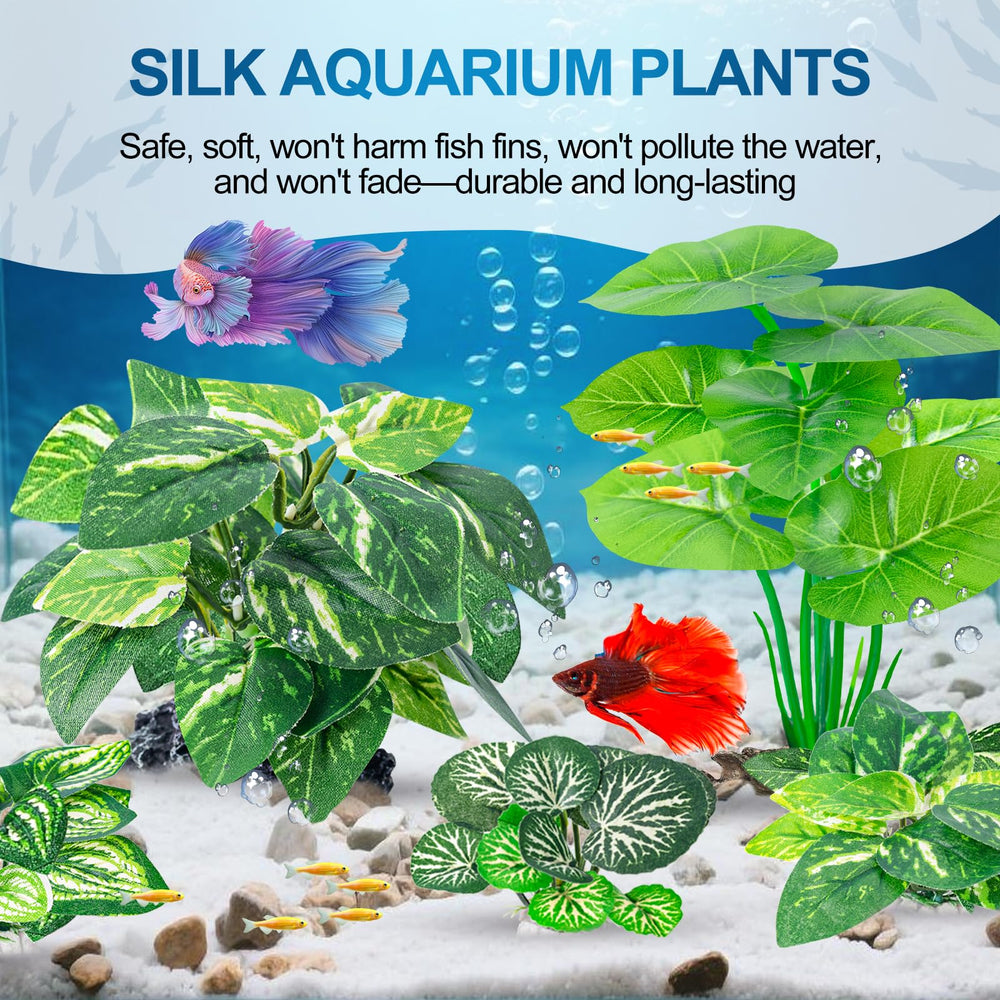 CousDUoBe planta de seda pequeña (1) para acuario Betta, ideal para escondites.