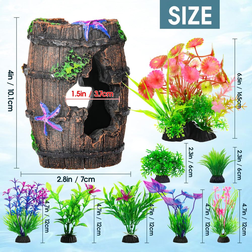 CousDUoBe plantas de acuario, ocho piezas, crean paisaje natural sin mantenimiento.