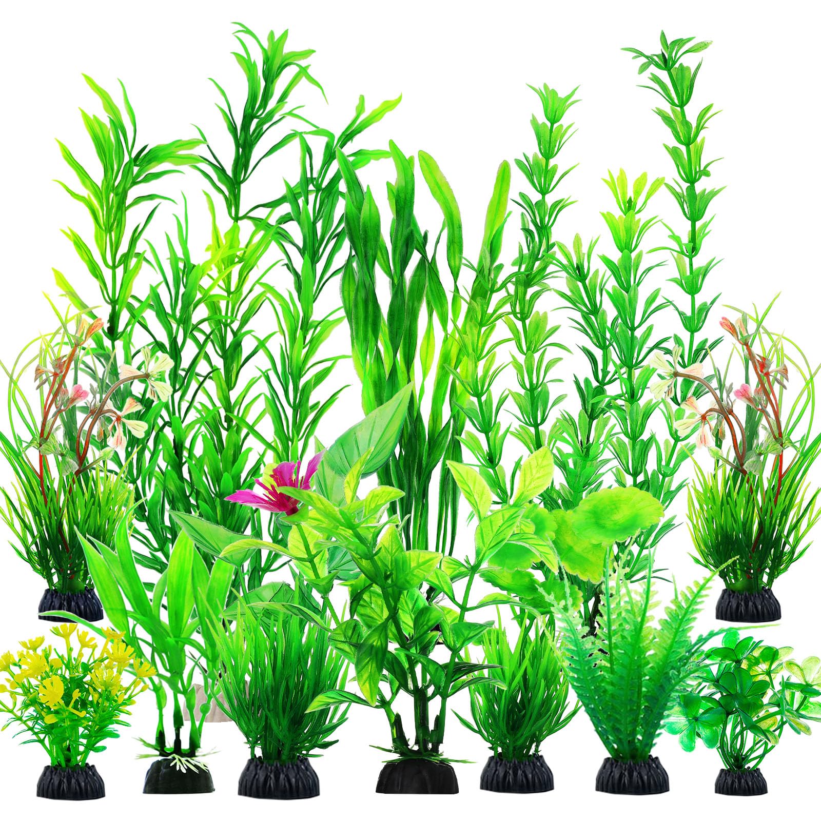CousDUoBe plantas para acuario verdes, 12 piezas, embellecen sin alterar el agua