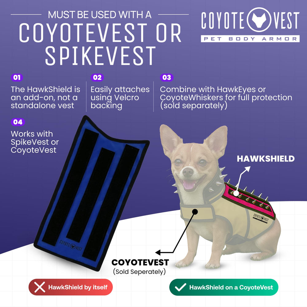 CoyoteVest HawkShield se fija con cierre de gancho y bucle para extracción rápida.