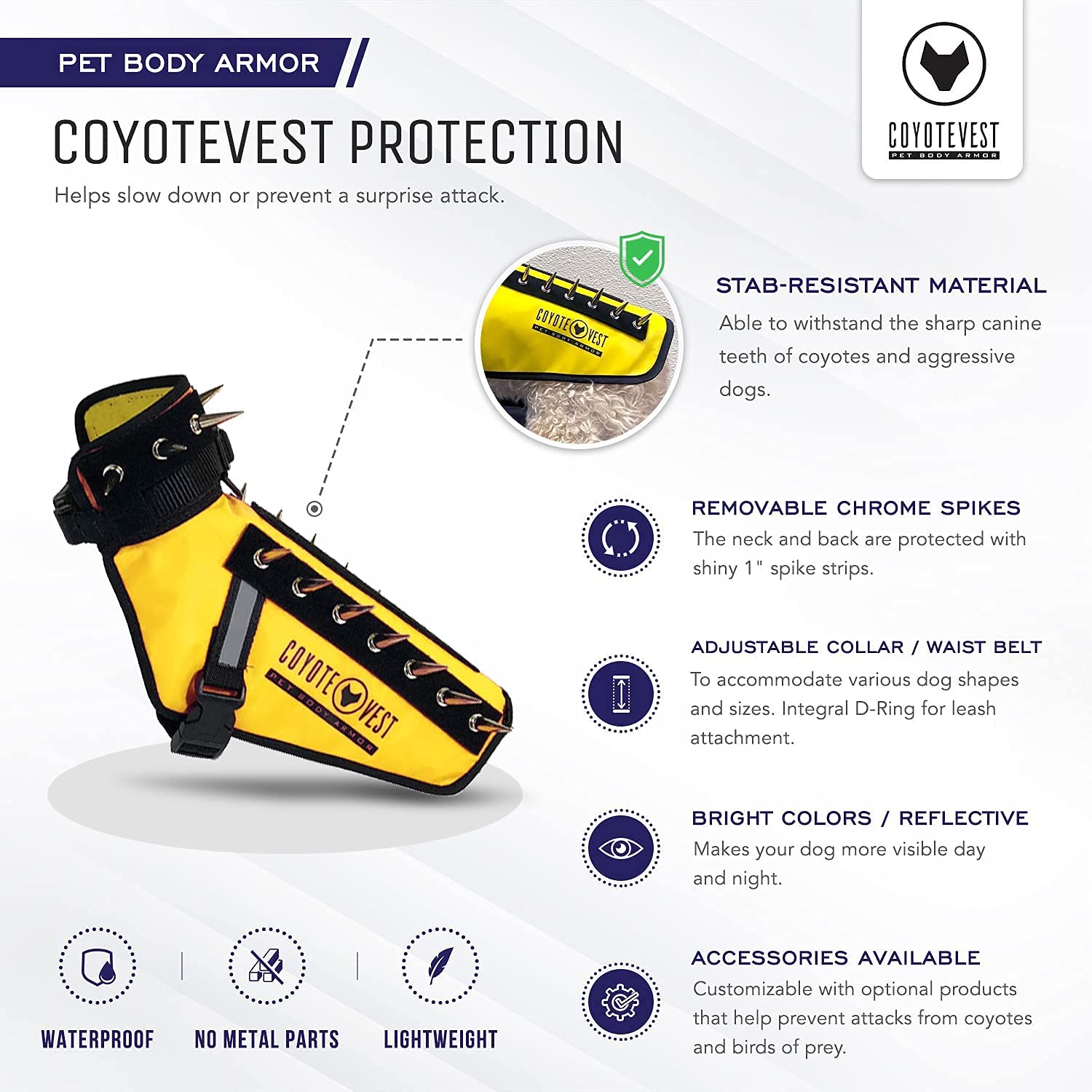 CoyoteVest reflectante aumenta visibilidad nocturna para paseos.