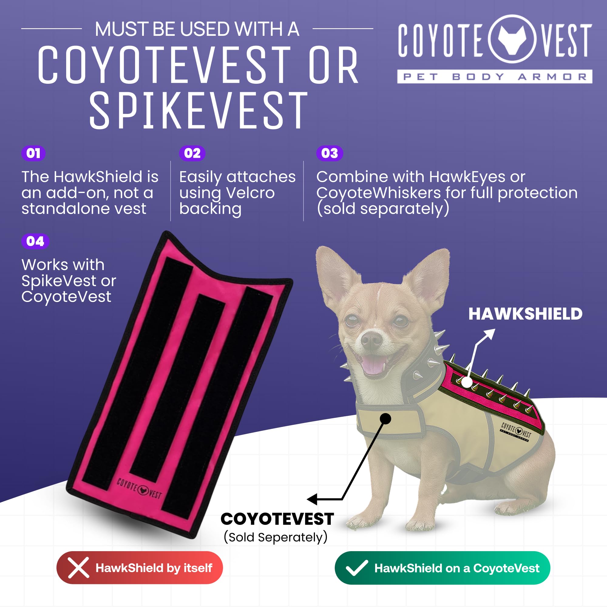 HawkShield rosa fluorescente en CoyoteVest para mayor visibilidad y protección