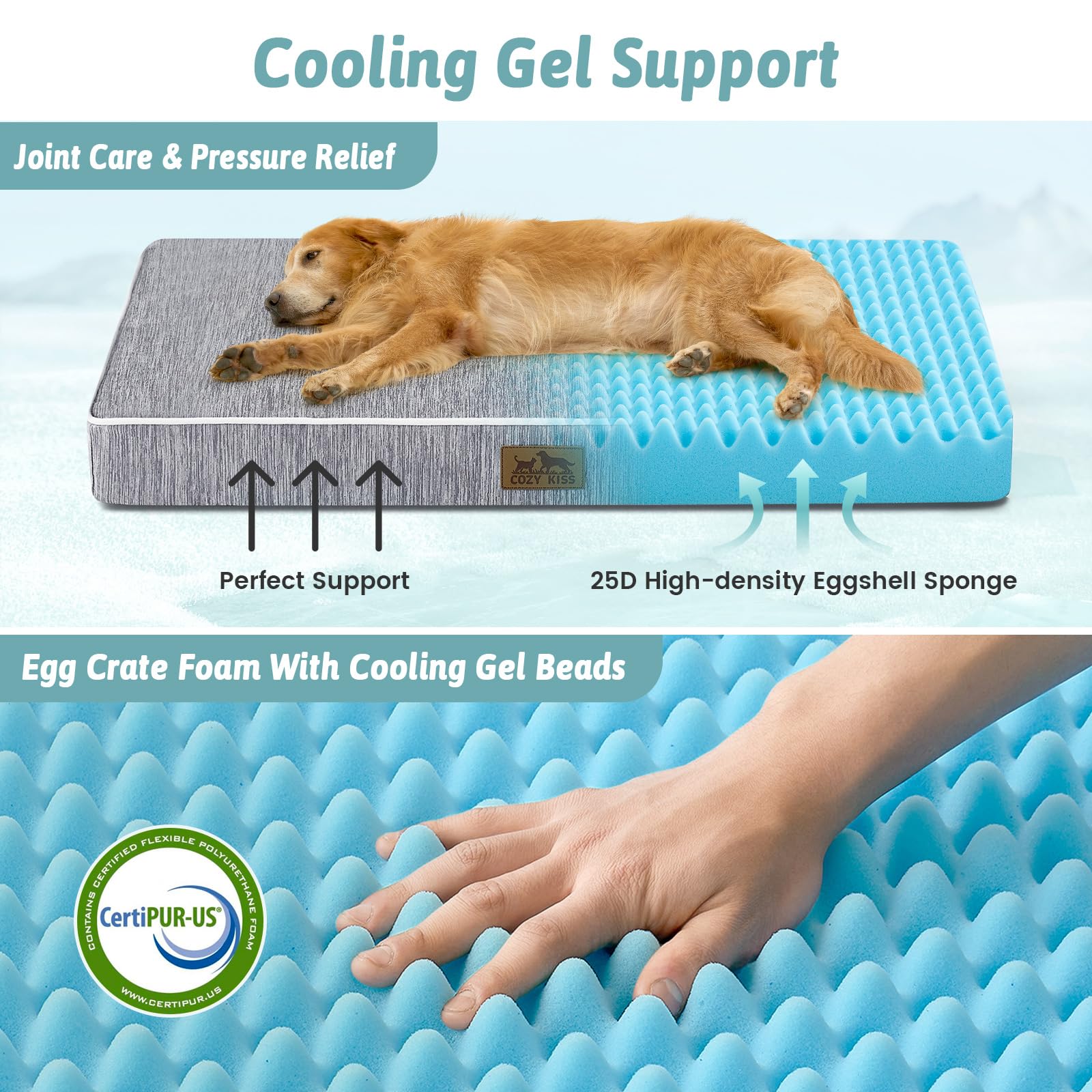 COZY KISS cama-perro-capa-impermeable protege espuma y facilita limpieza.
