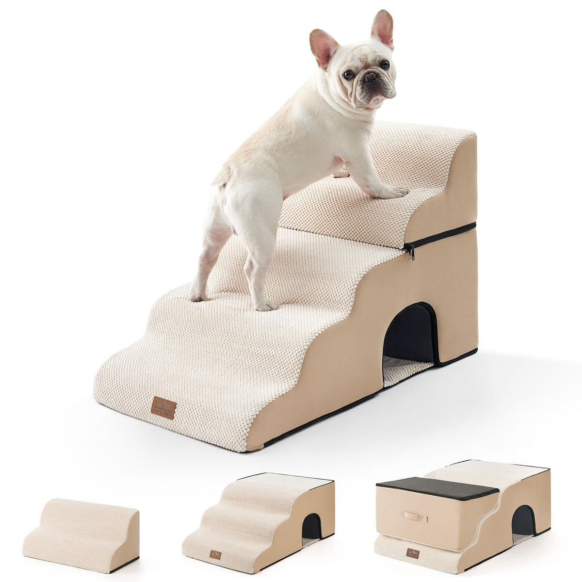 COZY KISS escaleras para perros amplias con túnel junto a la cama, juego incluido.