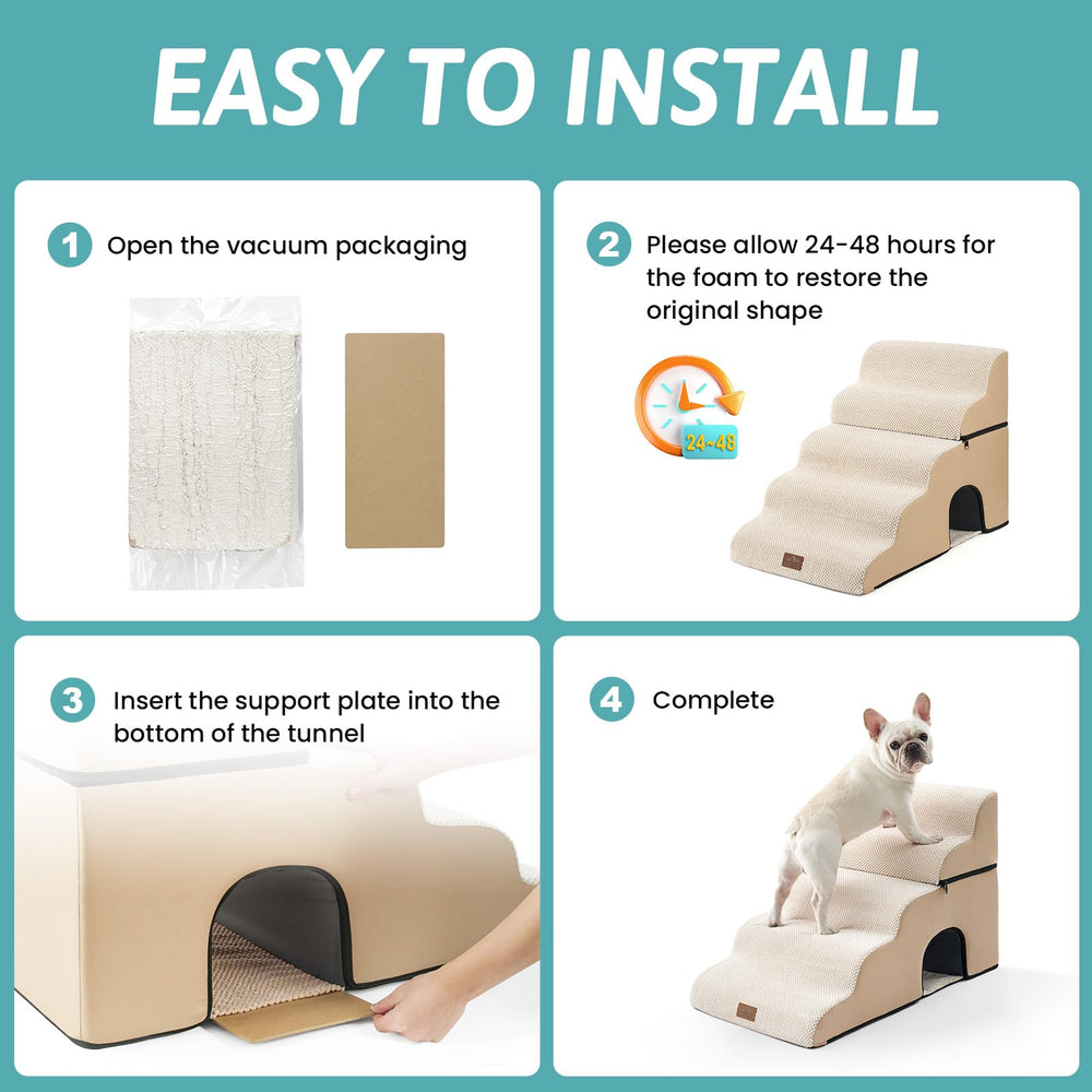 COZY KISS escaleras con espuma de alta densidad 30D para soporte cómodo.