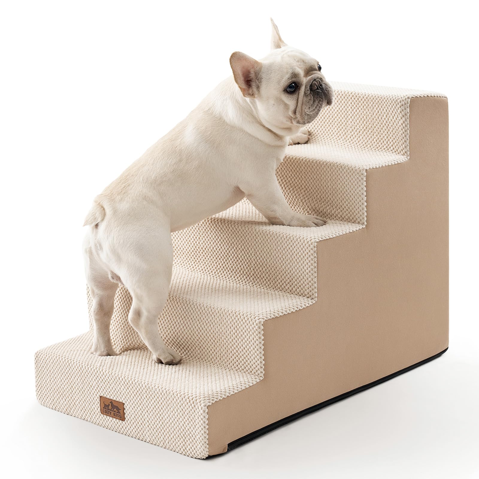 COZY KISS escalera para perros de 5 niveles beige, ideal para camas altas