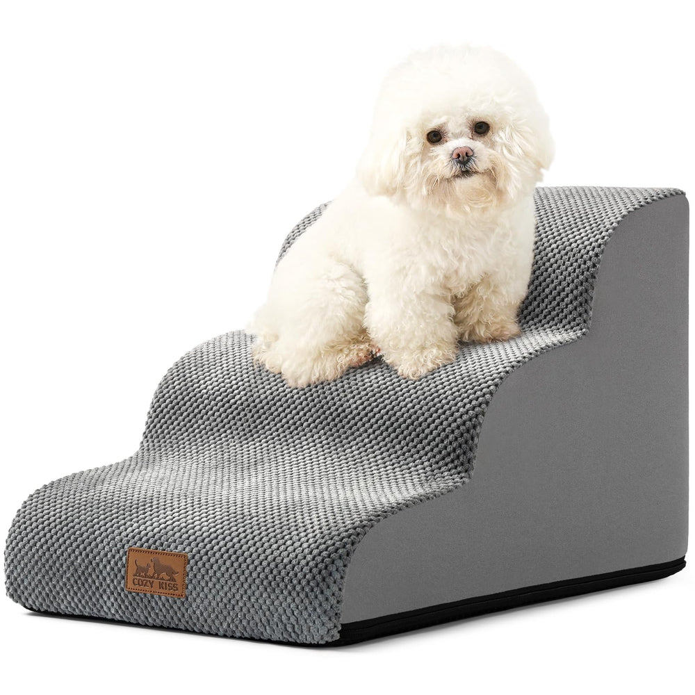 COZY KISS escaleras para perros pequeños curvo de 3 peldaños, ideal para subir al sofá.