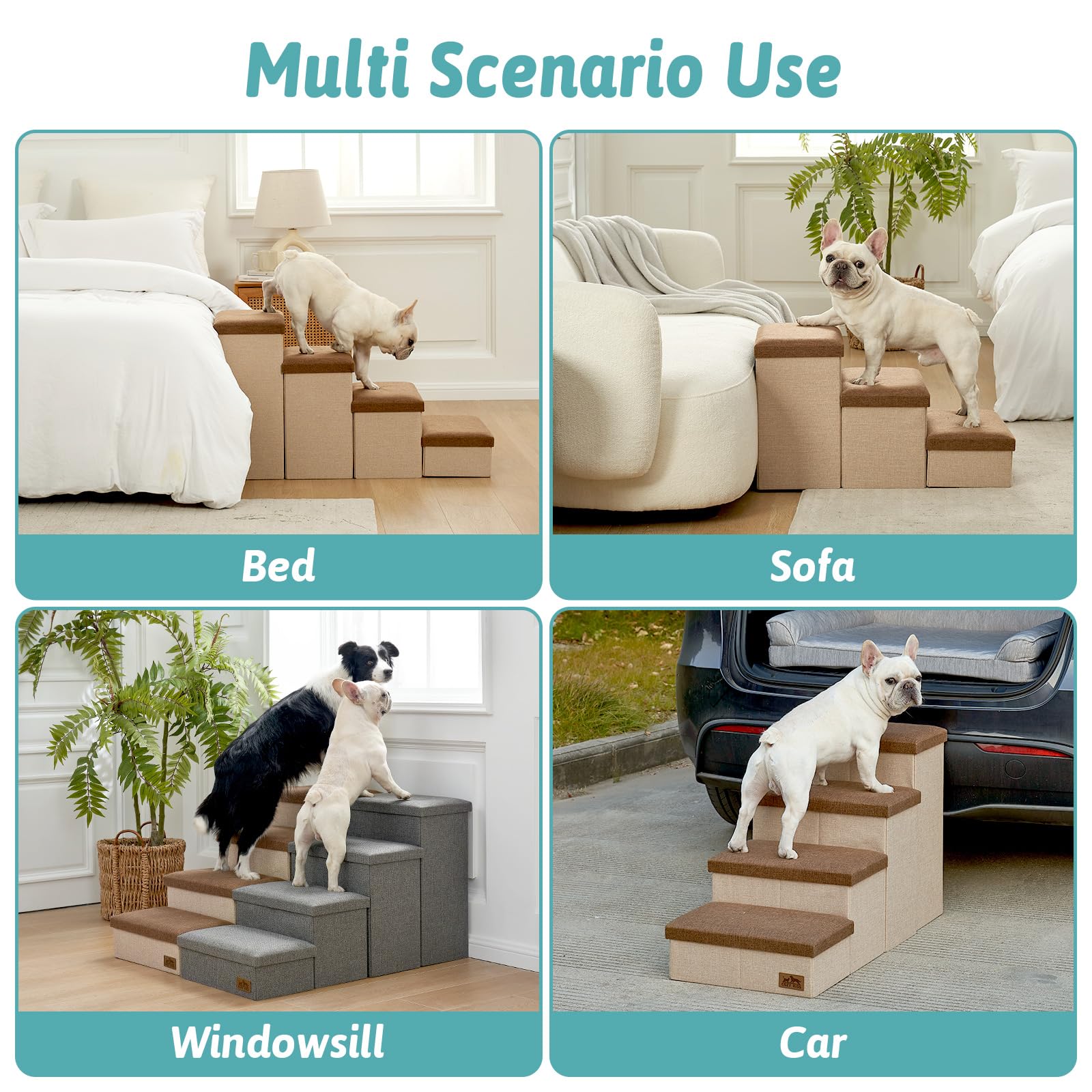 COZY KISS escalera para perros plegable para guardar sin ocupar mucho espacio.