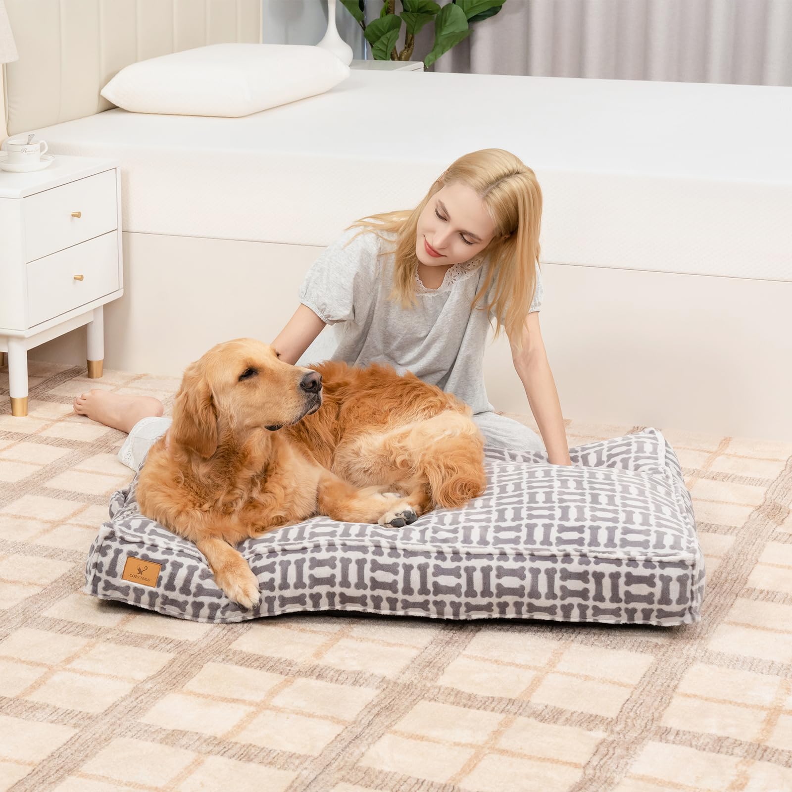 Cama Cozy Tails bordes acolchados para soporte de la cabeza.