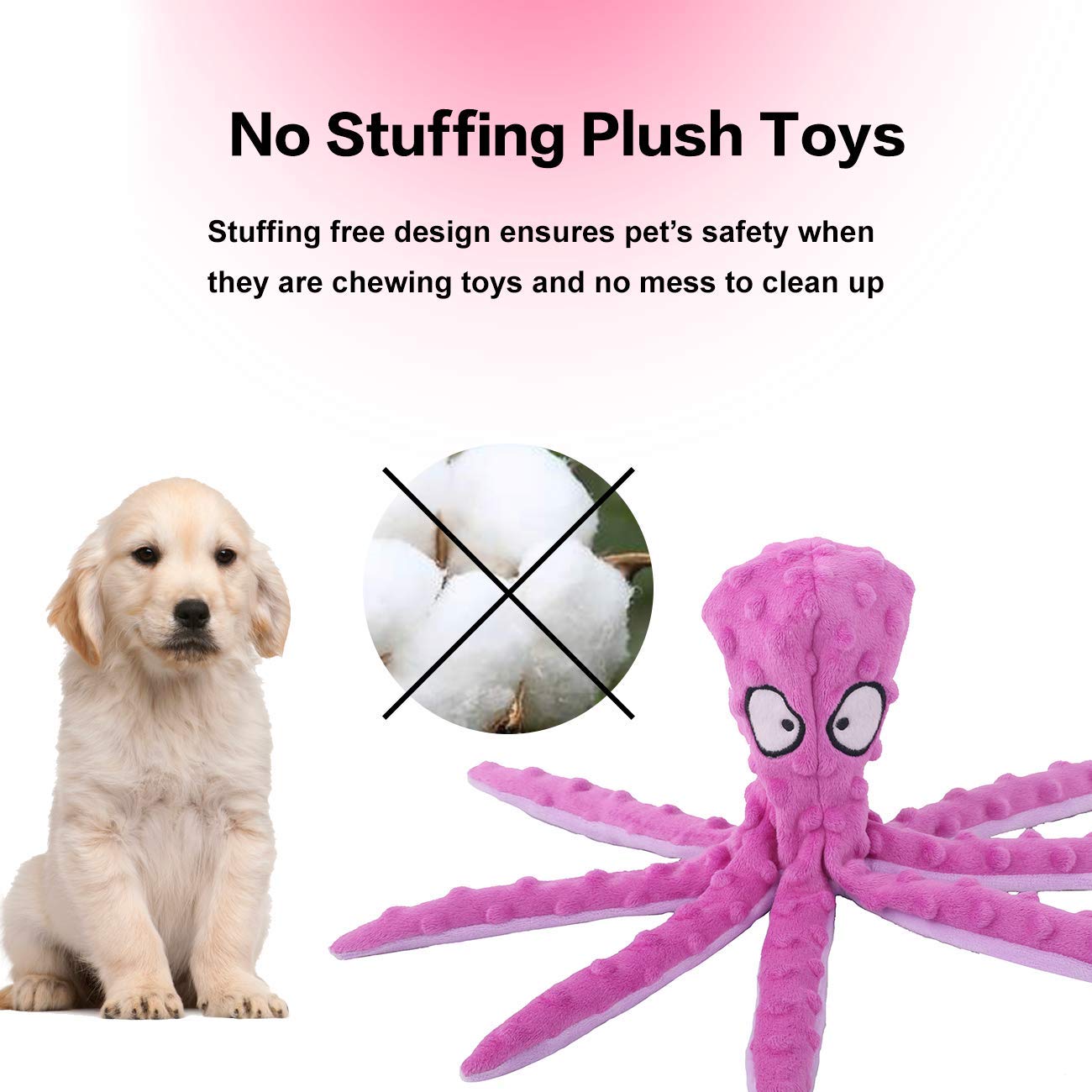 CPYOSN Juguete peluche pulpo sin relleno, seguro para masticar.