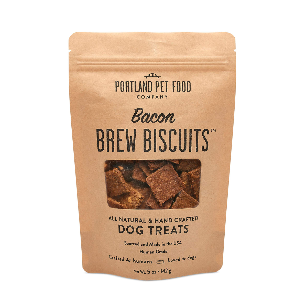 CRAFTED BY HUMANS LOVED BY DOGS Bacon Brew galleta para perros, crujiente y natural