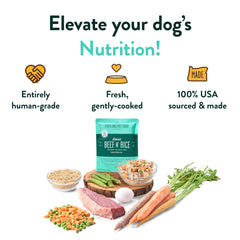 Bolsa res y arroz de CRAFTED BY HUMANS LOVED BY DOGS, ideal como mixer.
