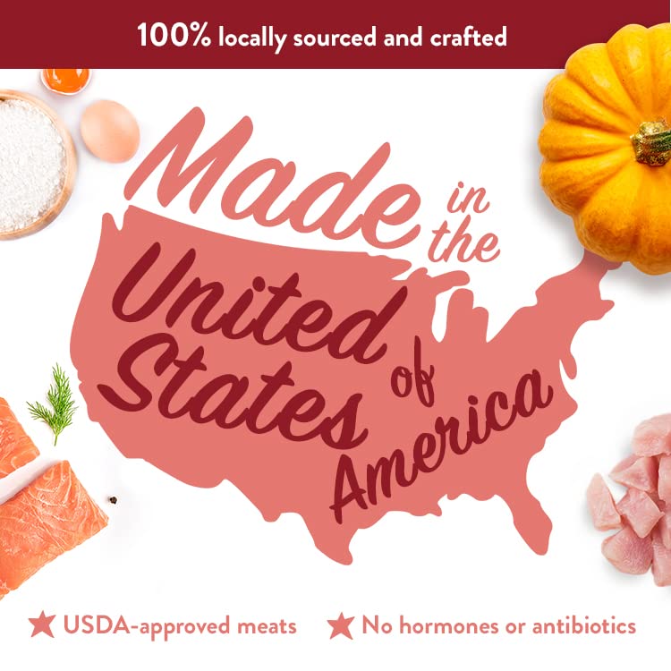 Portland Pet Food Company – etiqueta que destaca ingredientes clave y calidad.