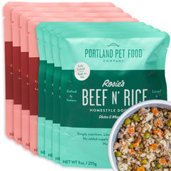 Bolsa salmón y arroz de CRAFTED BY HUMANS LOVED BY DOGS, lista para servir.