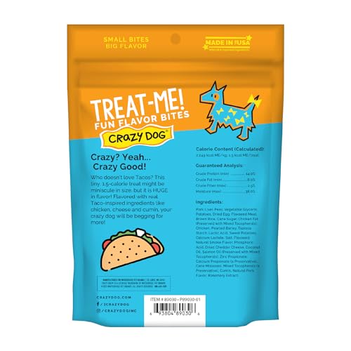Crazy Dog Treat-Me! Mini Taco sabor pollo y queso para premiar.