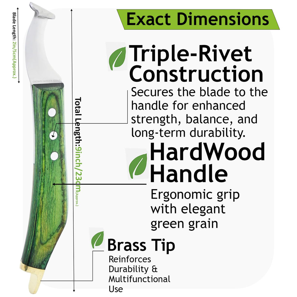 Mango de madera verde, agarre ergonómico