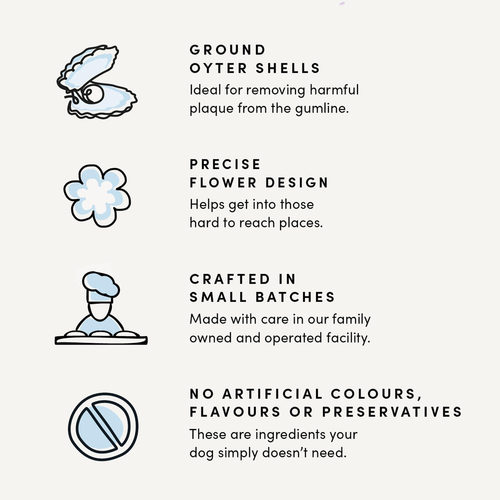 Crumps’ Naturals Plaque Busters ingredientes boniato concha ostra y calabaza