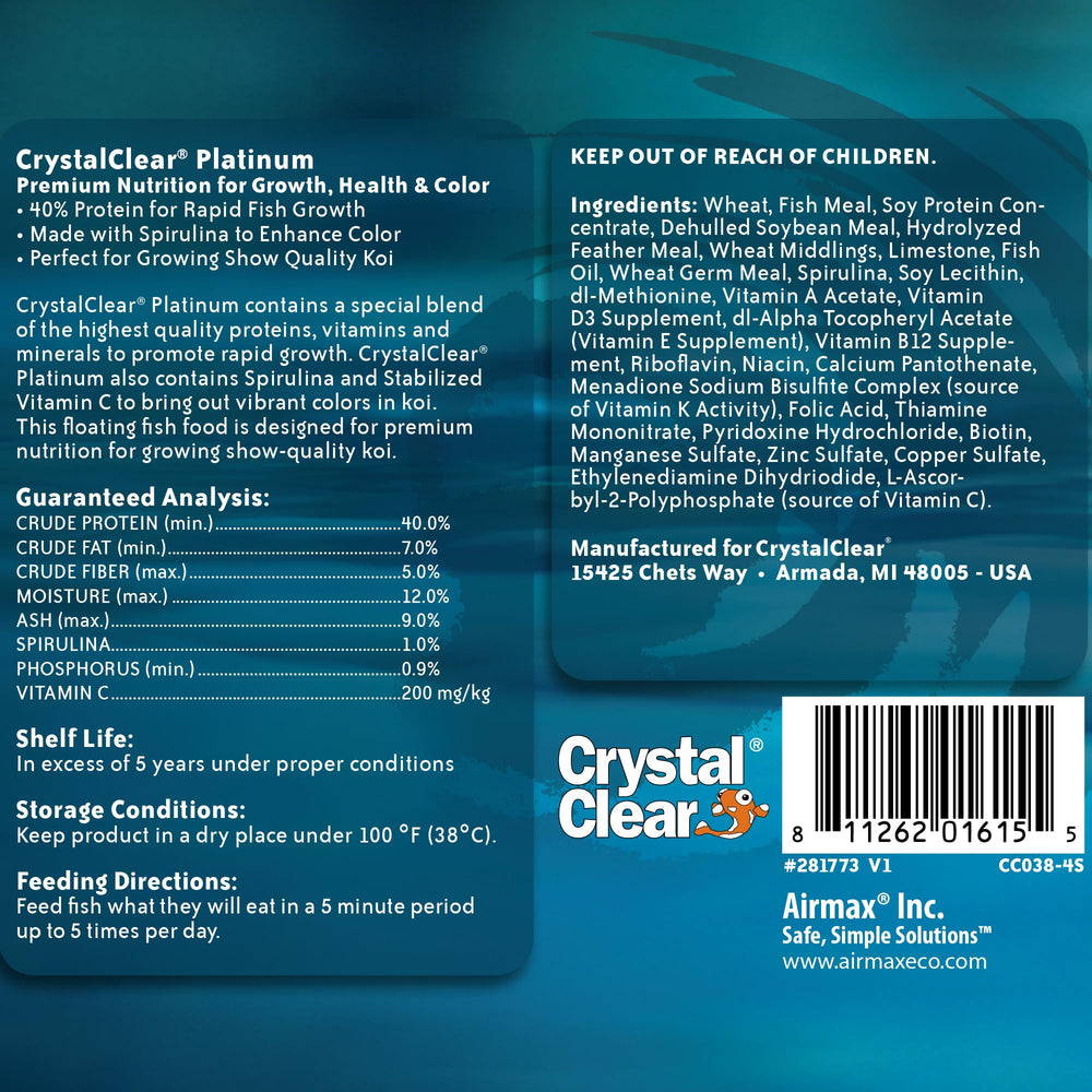 CrystalClear Platinum: granulos 5mm para koi grandes