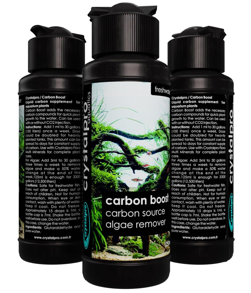 crystalpro Carbon Boost: etiqueta de la botella con detalles de uso