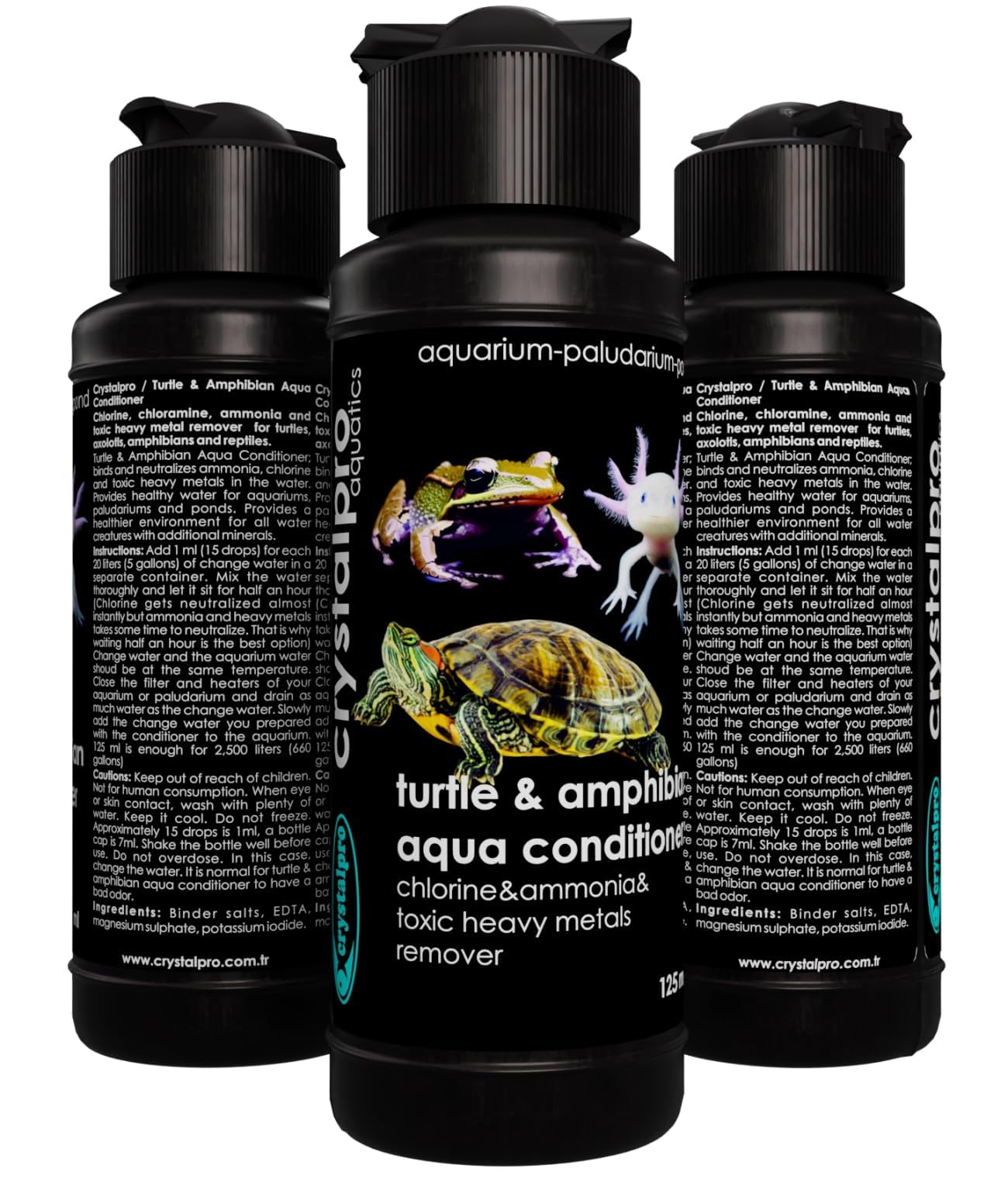 Crystalpro acondicionador agua anfibios, neutraliza cloro y amoníaco para anfibios.