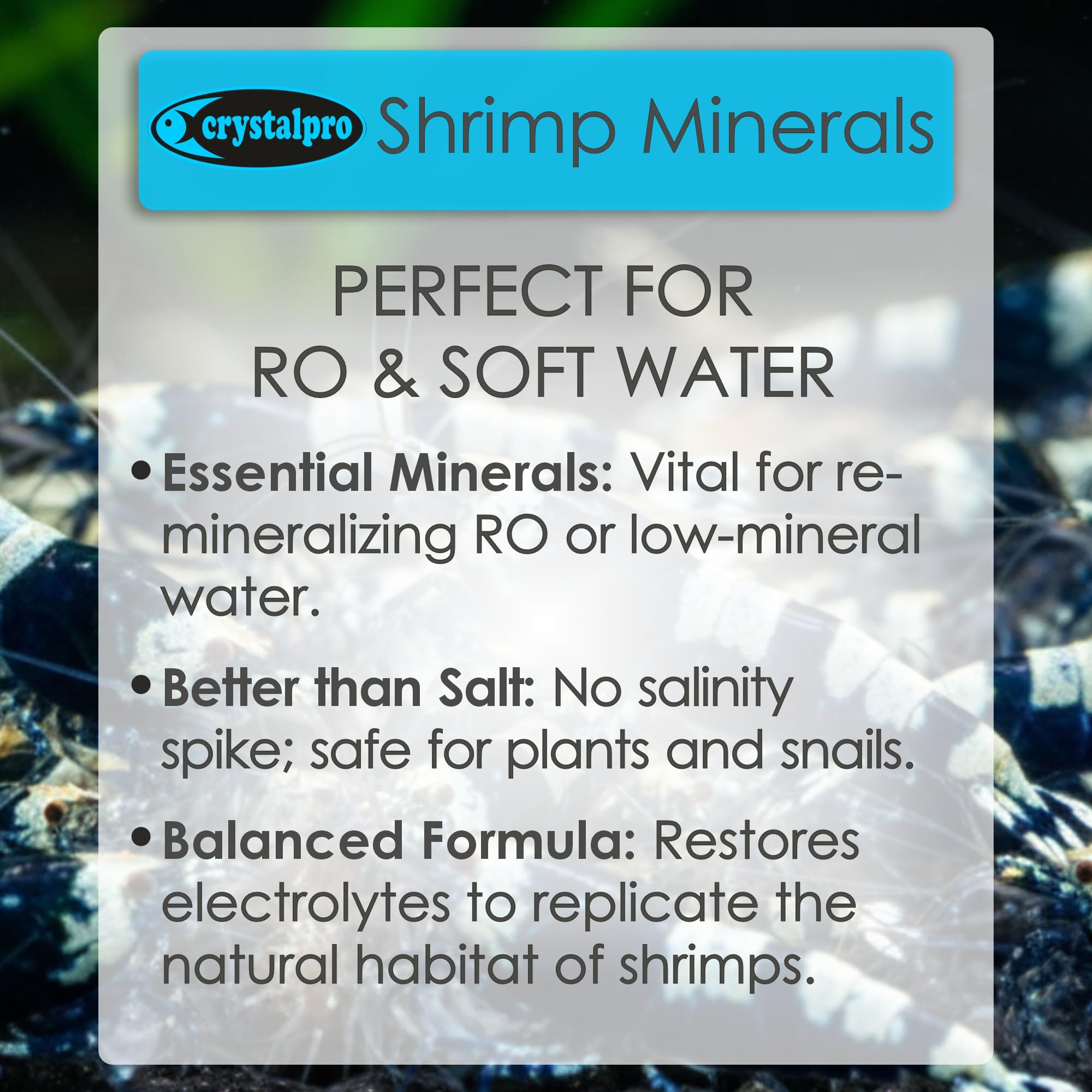 Crystalpro Shrimp Minerals fórmula líquida facilita la dosificación precisa.