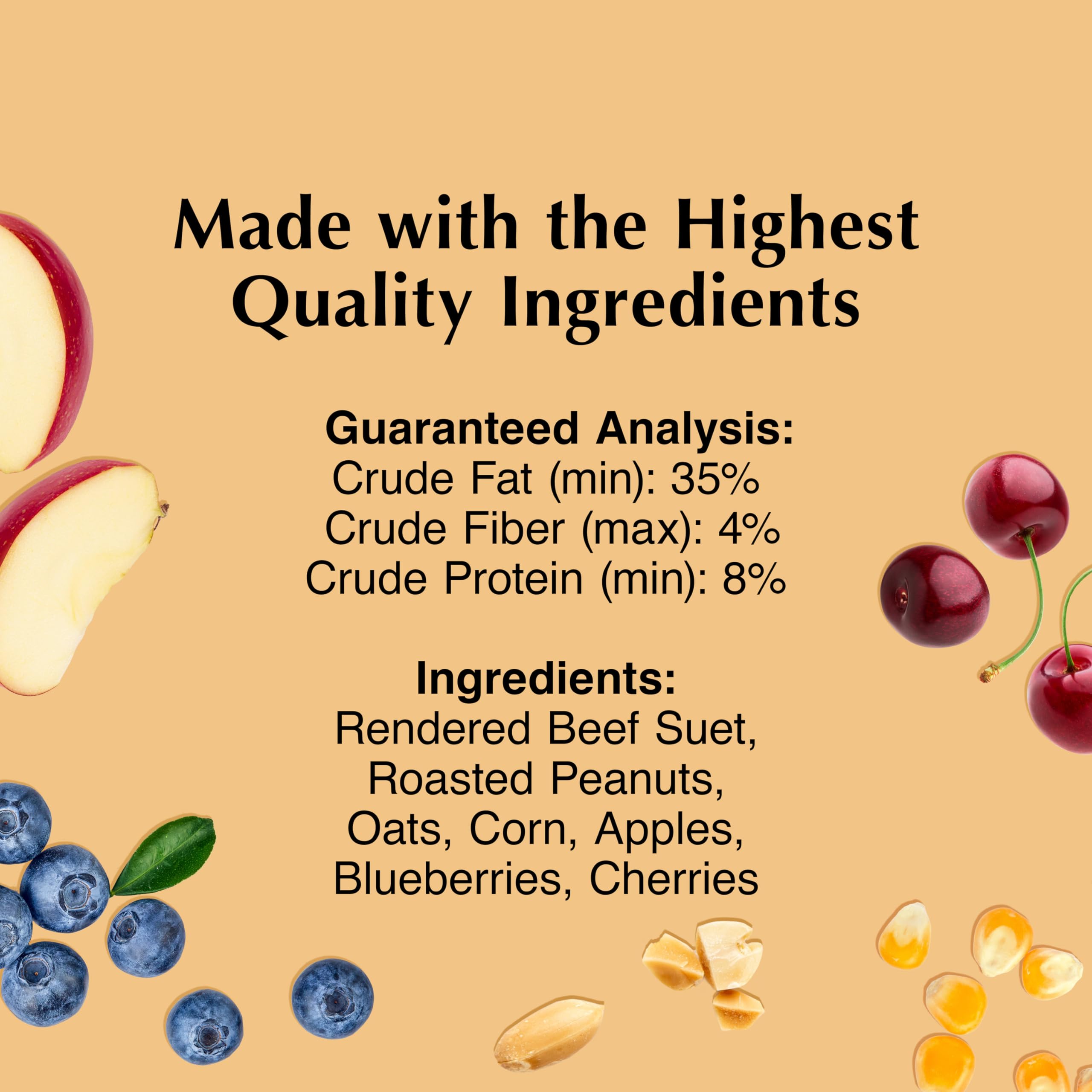 C&S Trato de sebo con fruta y nueces, primer plano de fruta para energía.