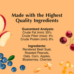 C&S Trato de sebo con fruta y nueces, primer plano de fruta para energía.