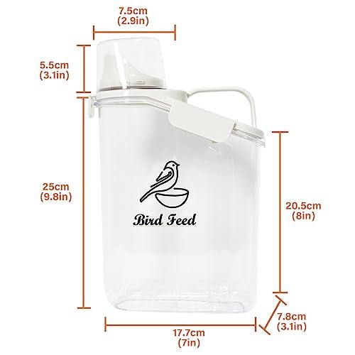 Ctomche Contenedor semillas aves PET apto para alimentos y sin BPA