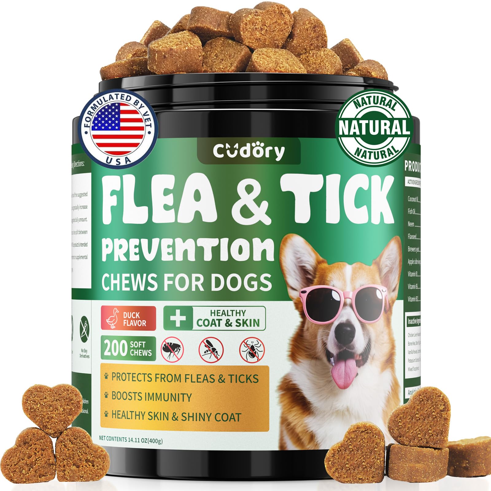 Cudory empaque claro de pastillas antipulgas para perros, opción fácil de comprar