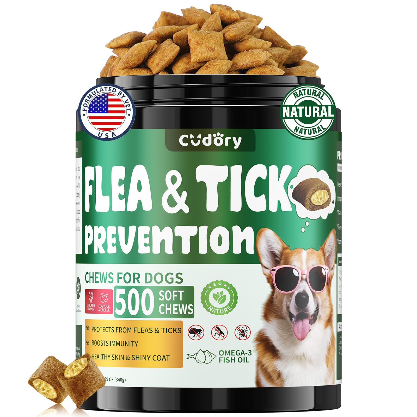 Cudory: prevención de pulgas y garrapatas para perros con chicles.