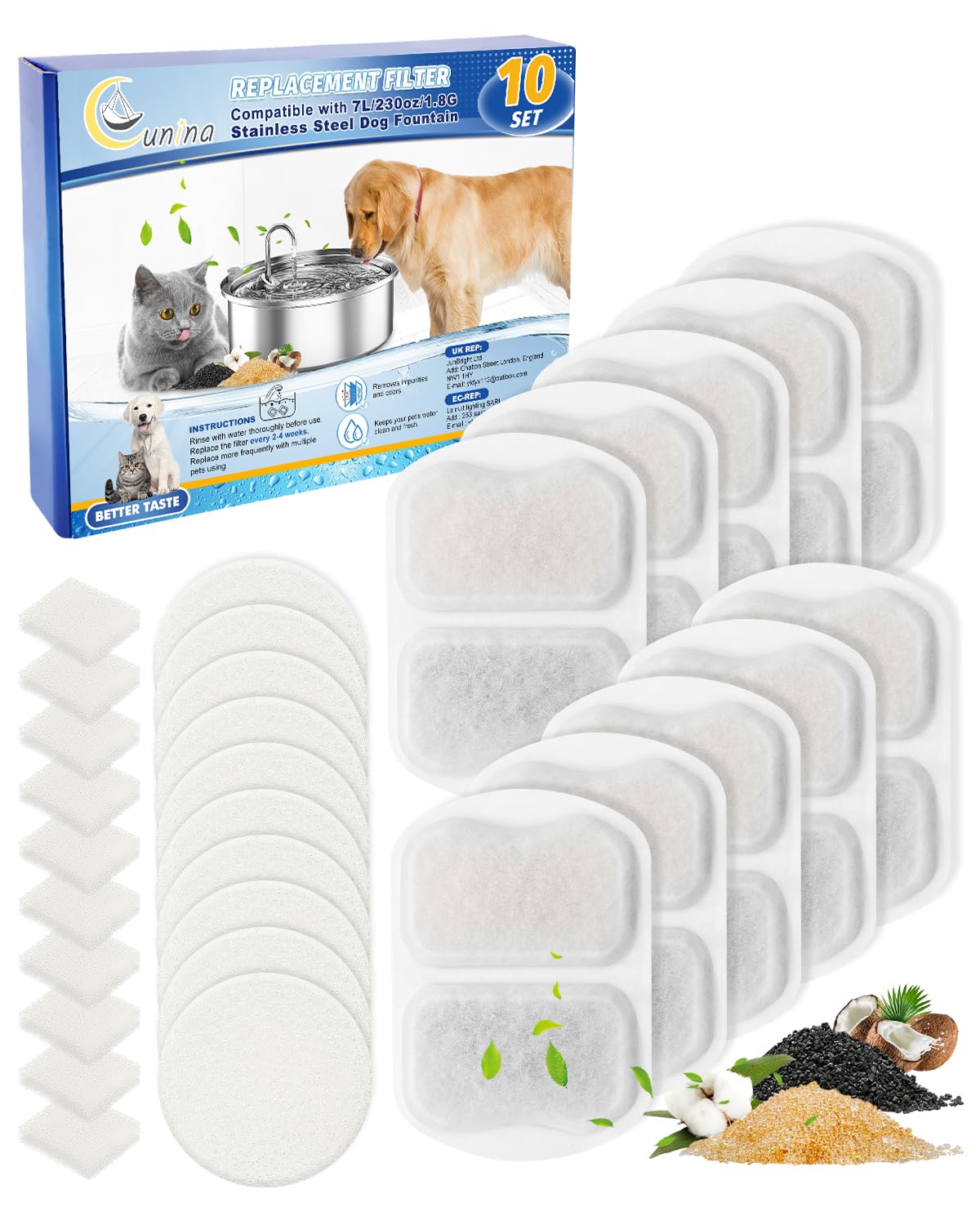 Filtro Cunina para agua de perro 7L, mejora sabor y purifica cada sorbo