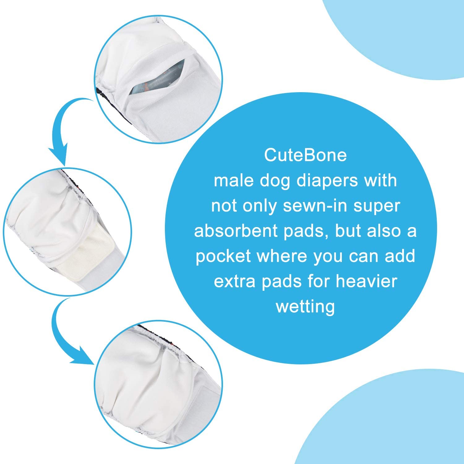 CuteBone bolsillo para almohadillas adicional para mayor absorción.