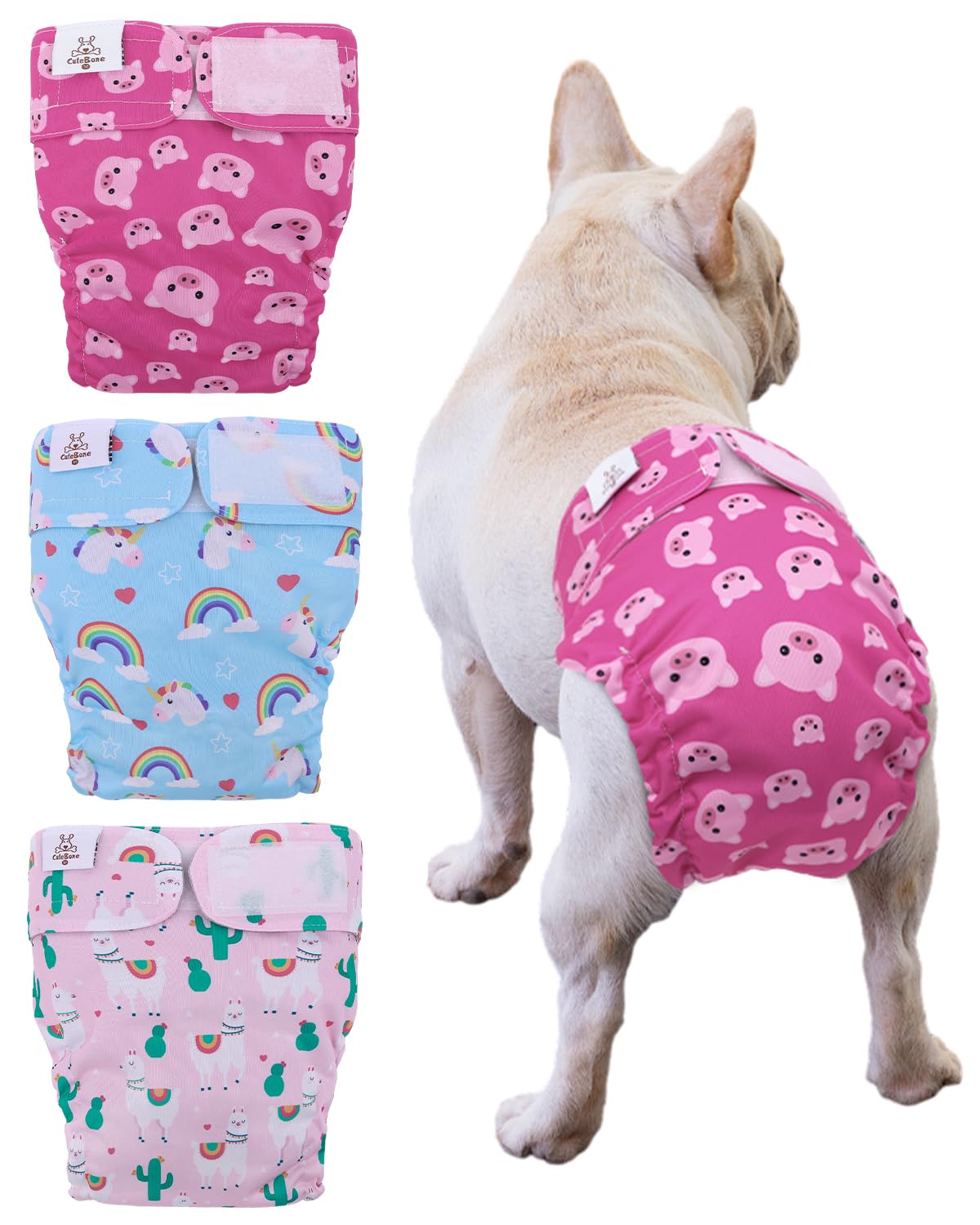 Pañales CuteBone para perros sin cola con ajuste cómodo, ideal para entrenamiento.