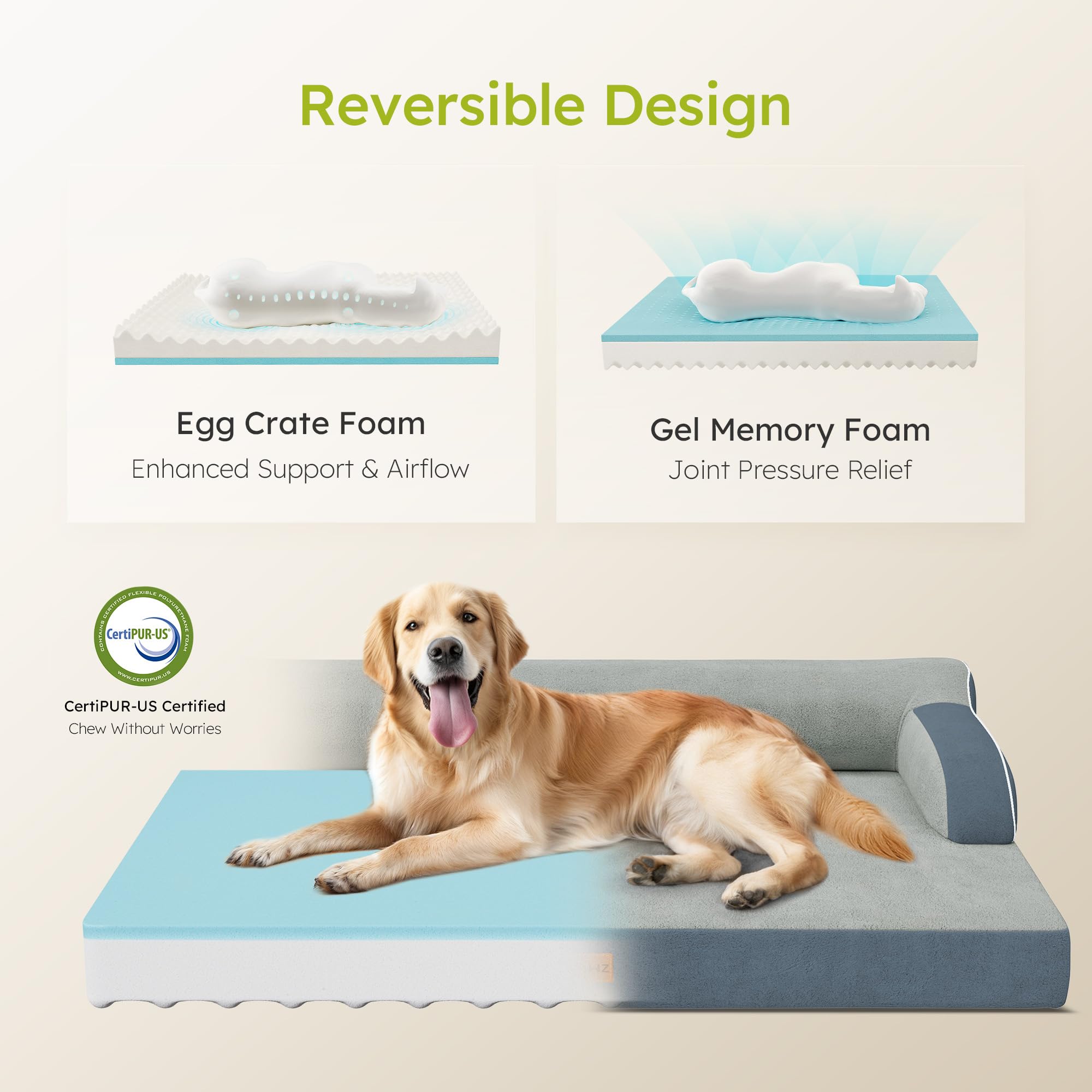 CWAWZ cama ortopédica XXL, funda lavable e impermeable para limpieza rápida