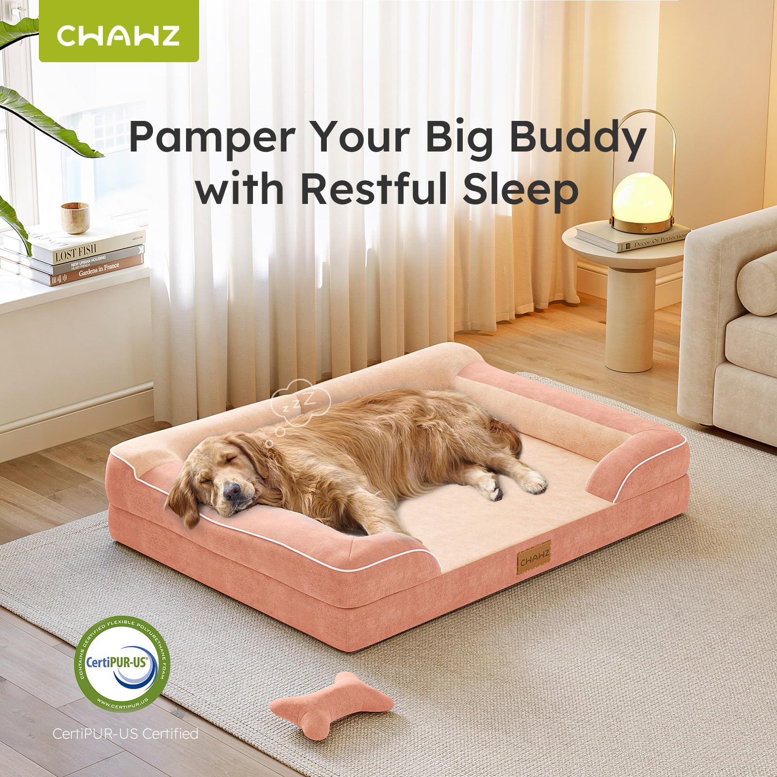Juguete hueso incluido con la cama CWAWZ para entretenimiento.