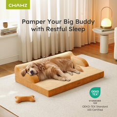 CWAWZ cama perro ortopédica, bordes acolchados para cuello cómodo.