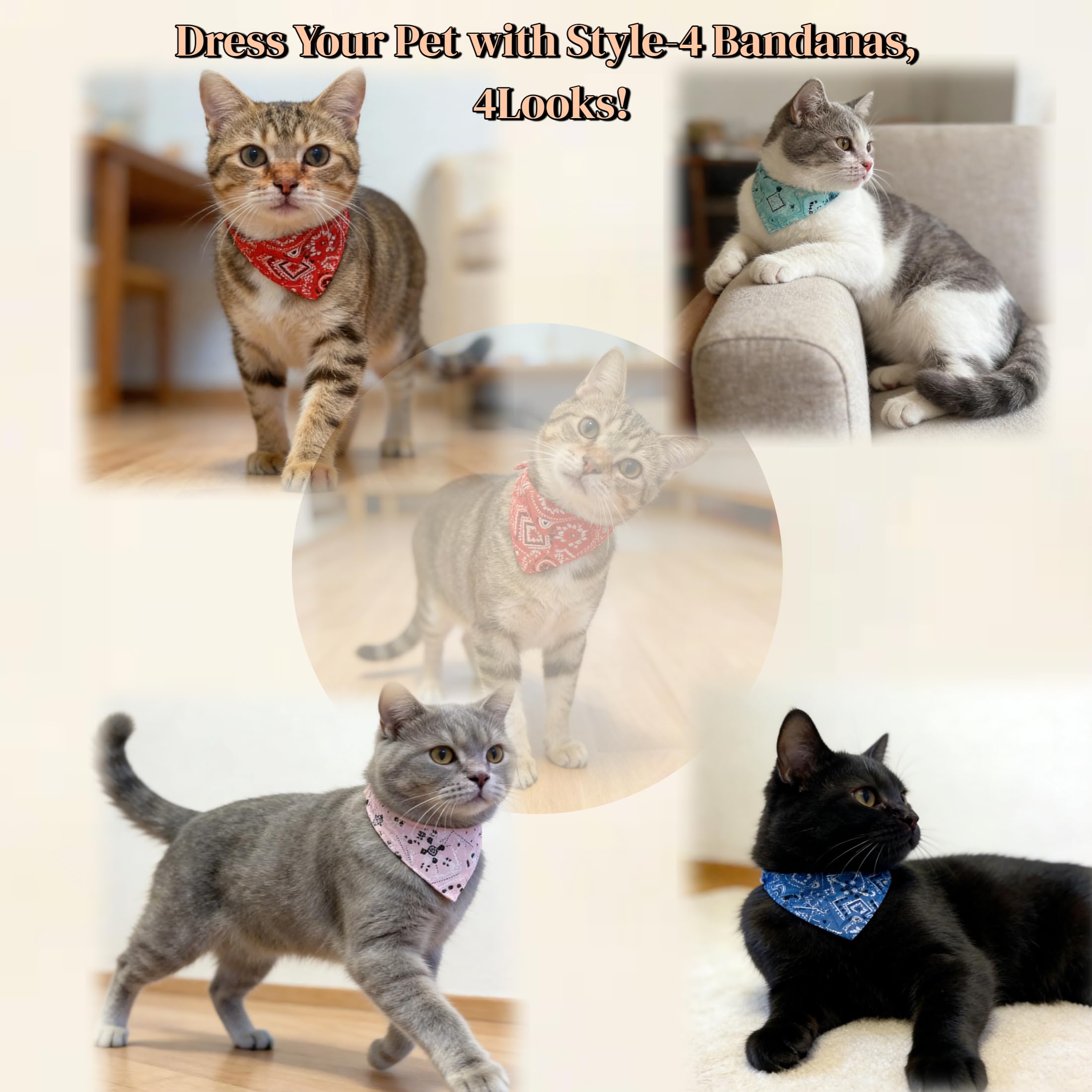 CWYZA collar-bandana con ajuste seguro para gatos y perros pequeños.