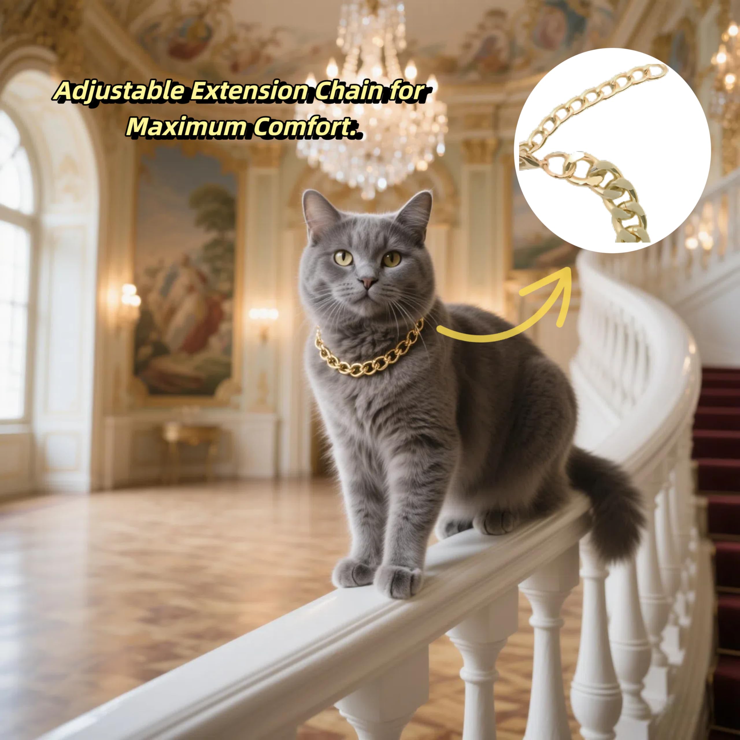 Ajuste extensible del collar CWYZA, dorado, ideal para gatos de todos los tamaños