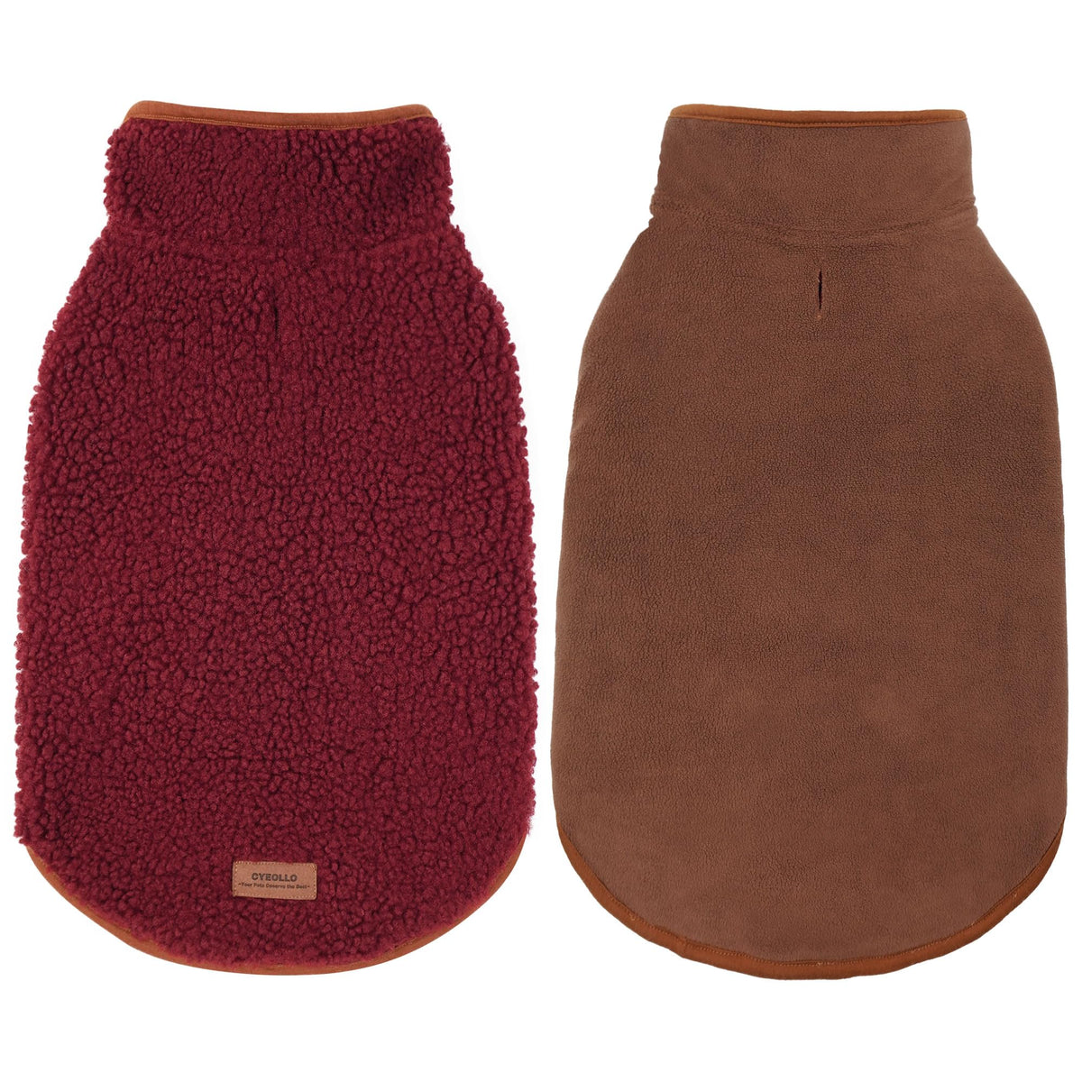 cyeollo abrigo para perro, vista frontal, sherpa cálido ideal para paseos fríos.
