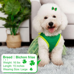 Vestido verde ligero de cyeollo para perro, cómodo y transpirable.