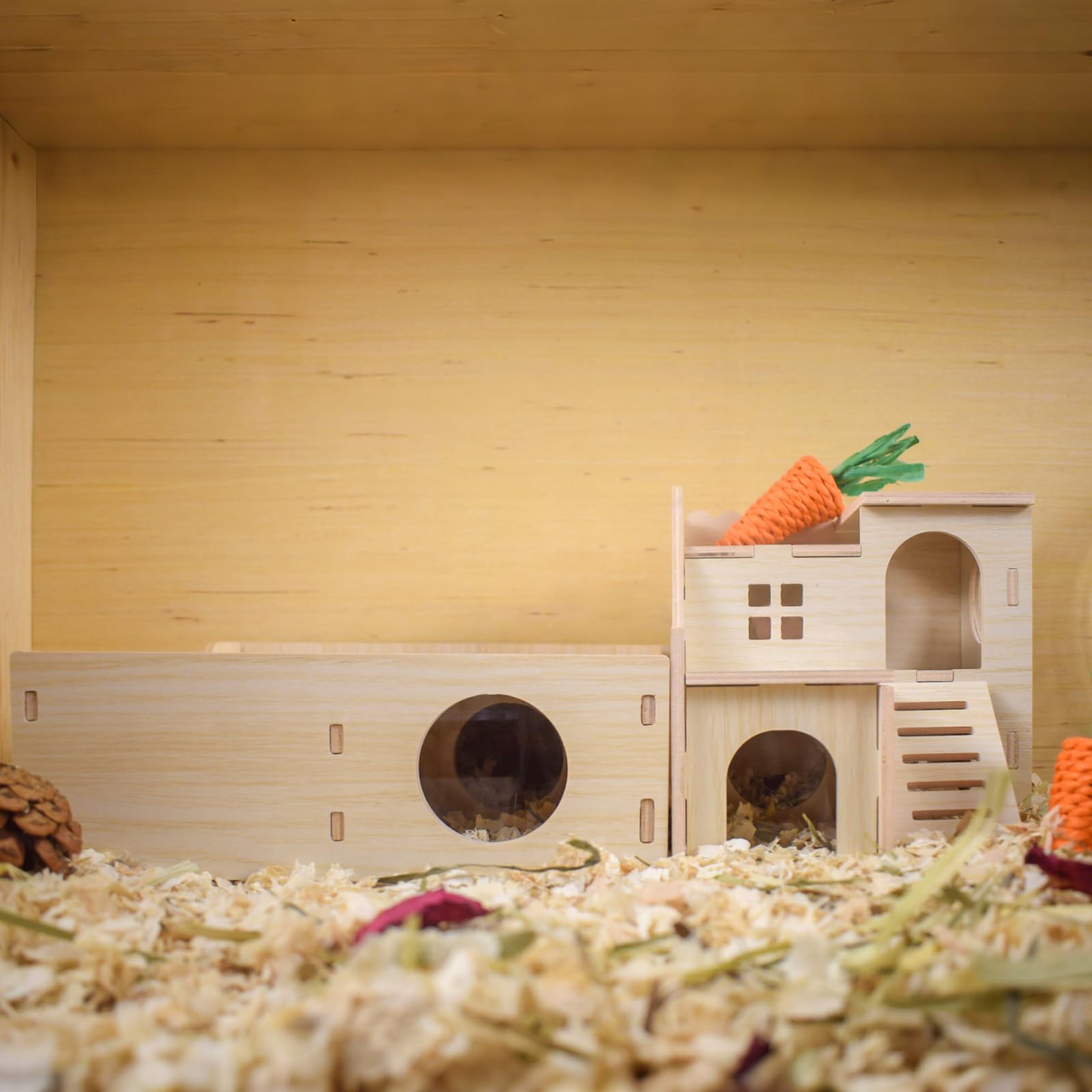 Cyirexylcc casita de madera multi-cámara hamster accesorios-plataformas: diseño modular para ampliar el juego