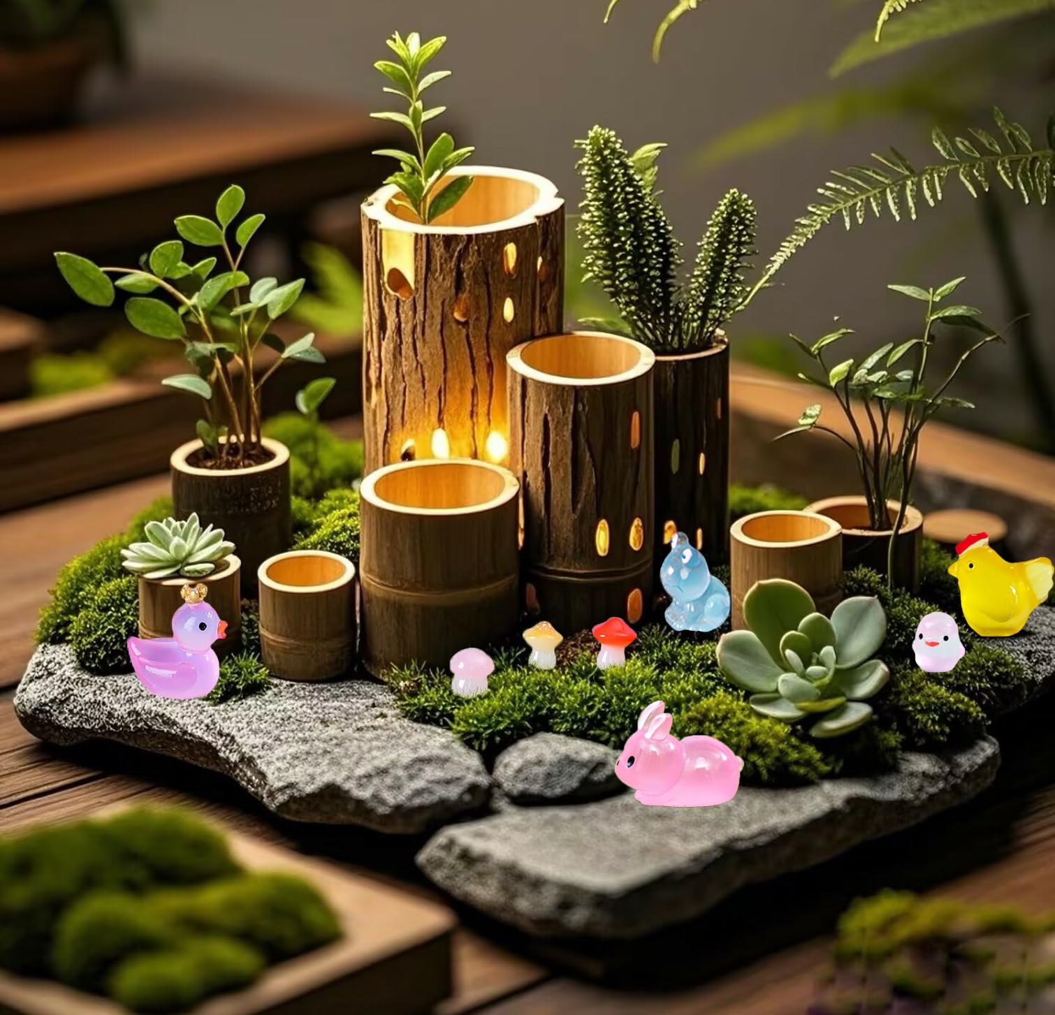 Dabshuyikk Tortuga de resina luminosa para terrarios y decoraciones relajantes.