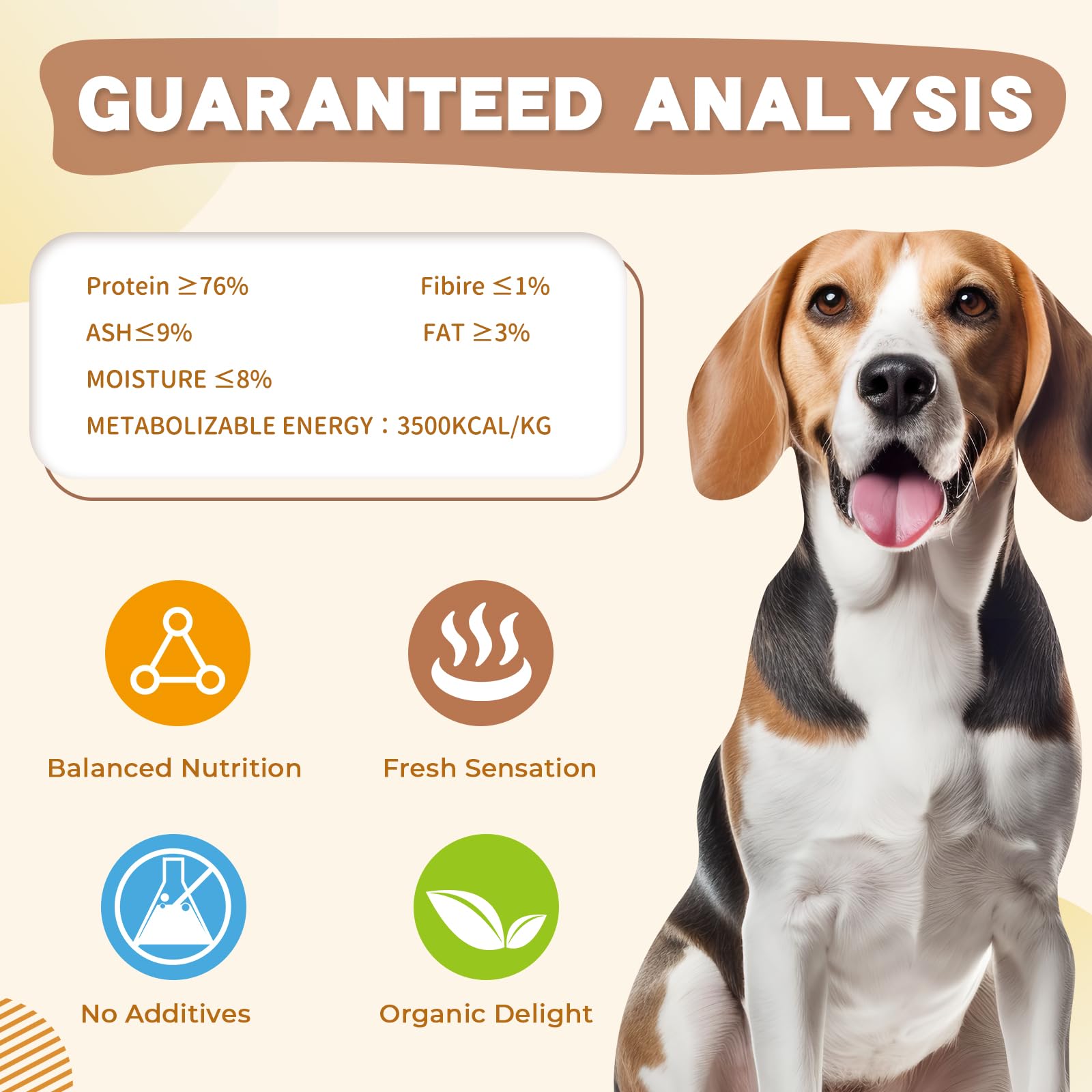 Dancing Tail: alto contenido proteico gracias al pollo, snack nutritivo.