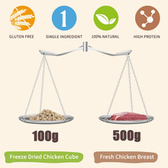 Gros plan sur les cubes de canard Dancing Tail, nutriments préservés.