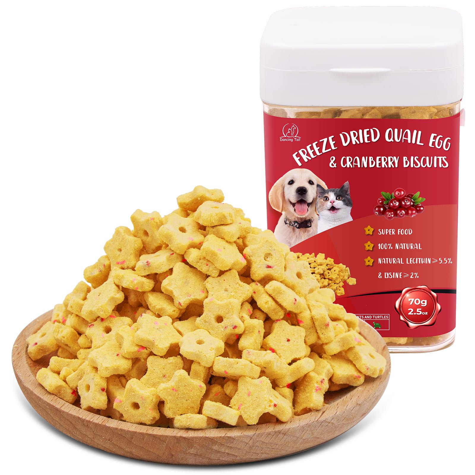 Golosina Dancing Tail: cubo de yema de codorniz y arándano para premiar.
