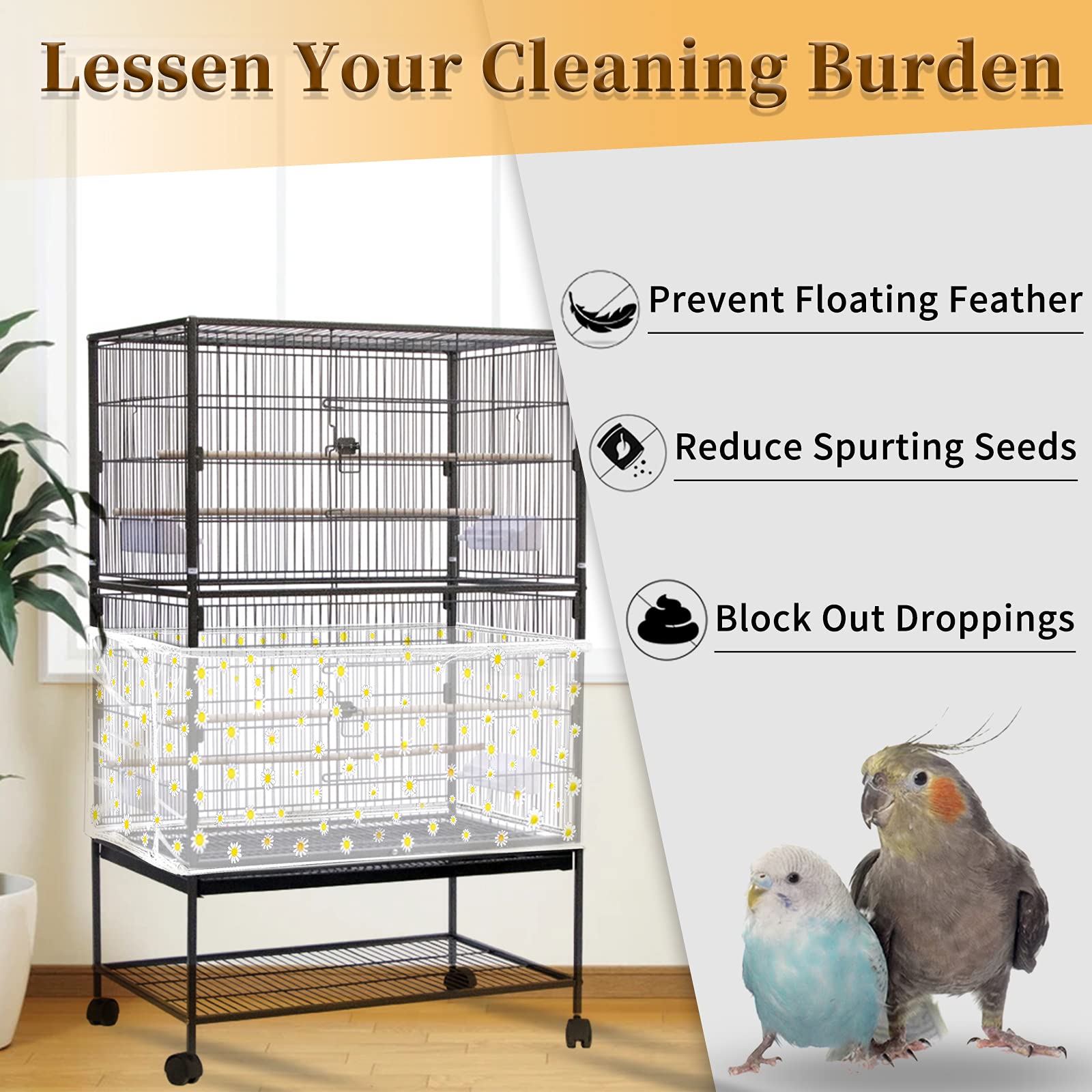 Daoeny réseau nylon doux et aéré, assure une bonne circulation d'air autour de la cage.