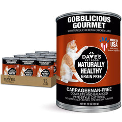 Dave's Pet Food Gato Pate sin Granos, lata abierta para degustación diaria.