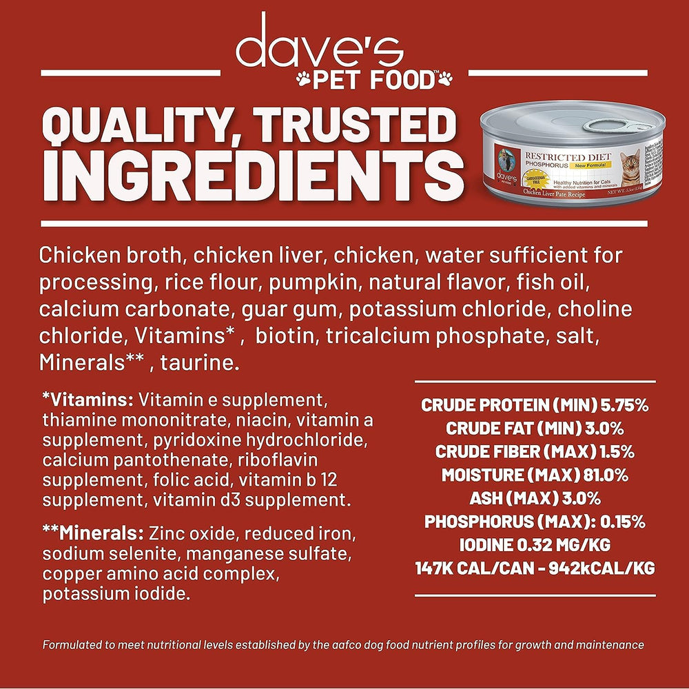 Dave's Pet Food Kidney Support: pack de 24 latas, conveniencia para alimentación regular.