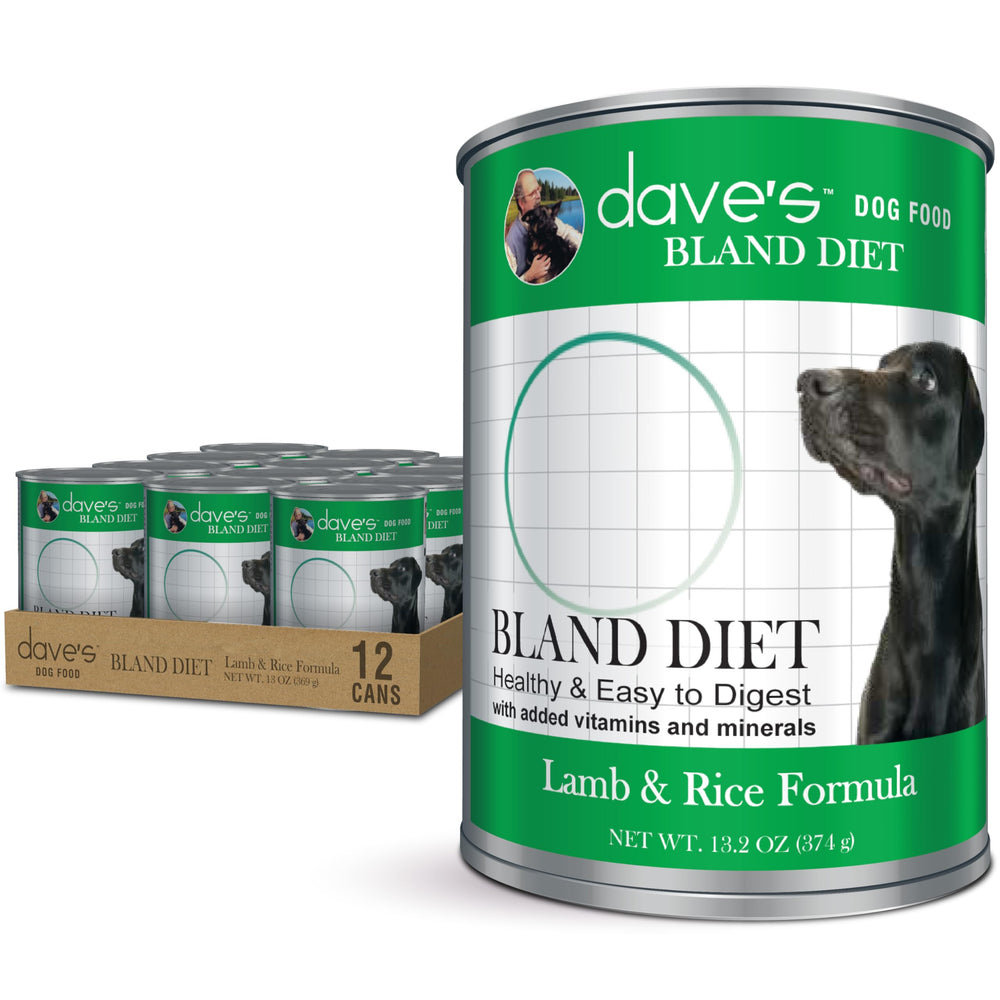 Dave's Pet Food, lata cordero-arroz para estómagos sensibles.