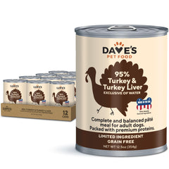 Dave's Pet Food: lata de pavo y hígado, ideal como comida principal.